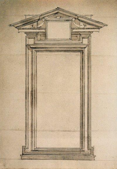 Architectonic study of a door of the Biblioteca Laurenziana (drawing by Michelangelo) by Michelangelo Buonarroti